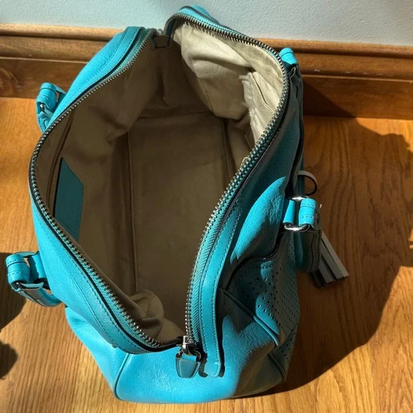 COACH Legacy Haley Perforated Satchel Bag Robin Blue Hangtag Style # 23577 - Picture 6 of 16